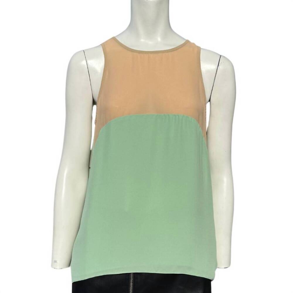 NEW ENGLISH ROSE color block tank in sage green, cream